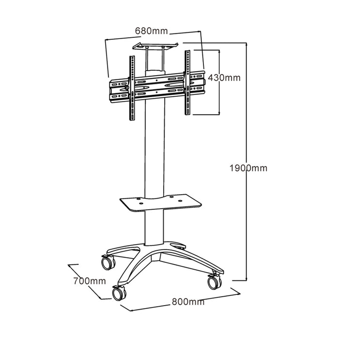 Support de sol TV mobile - Noir - Hauteur réglable