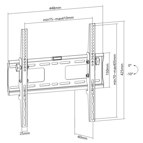 Support mural inclinable Wolff Mount Platte pour écrans jusqu'à 55 pouces | VESA 400x400 | Universel