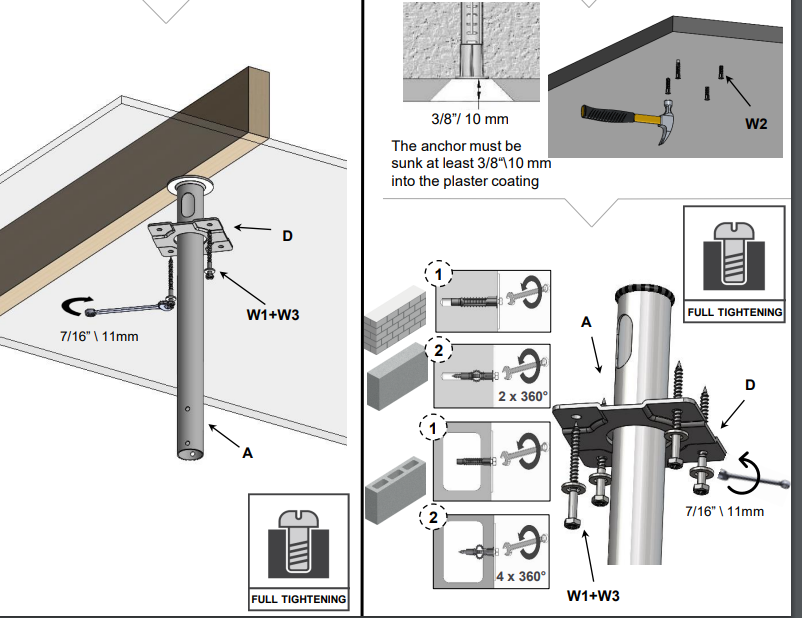 Barkan Supports Support de plafond noir 29 - 65 pouces | Hauteur réglable maximale | Pivotant et inclinable | VESA 400x400