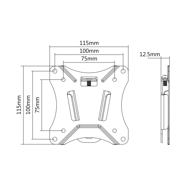 Support mural TV amovible pour écrans jusqu'à 27 pouces 100x100