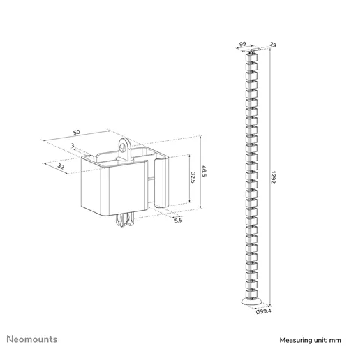 Neomounts ADS06-130BL Guide-câbles à fixation par vis – noir