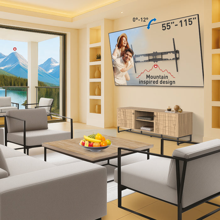 Support mural TV Barkan BM510 55–115 pouces - Inclinable - Jusqu'à 120 kg