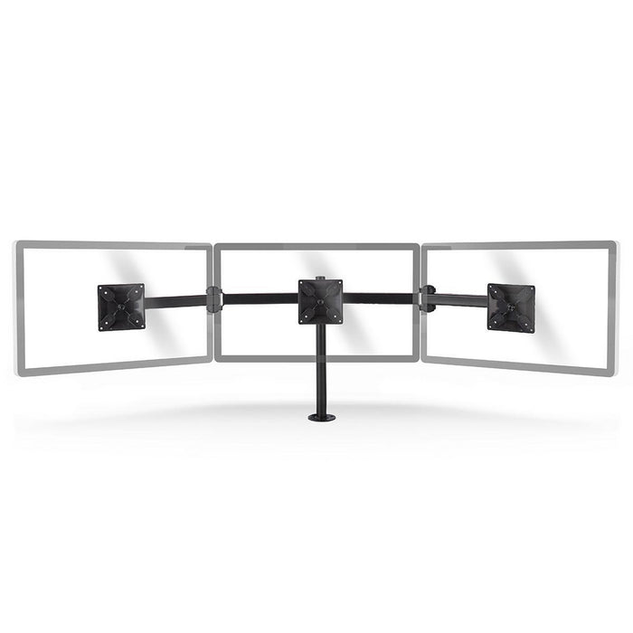 Support de moniteur ergonomique | Trois bras pour moniteur | Pivotant et inclinable | Noir
