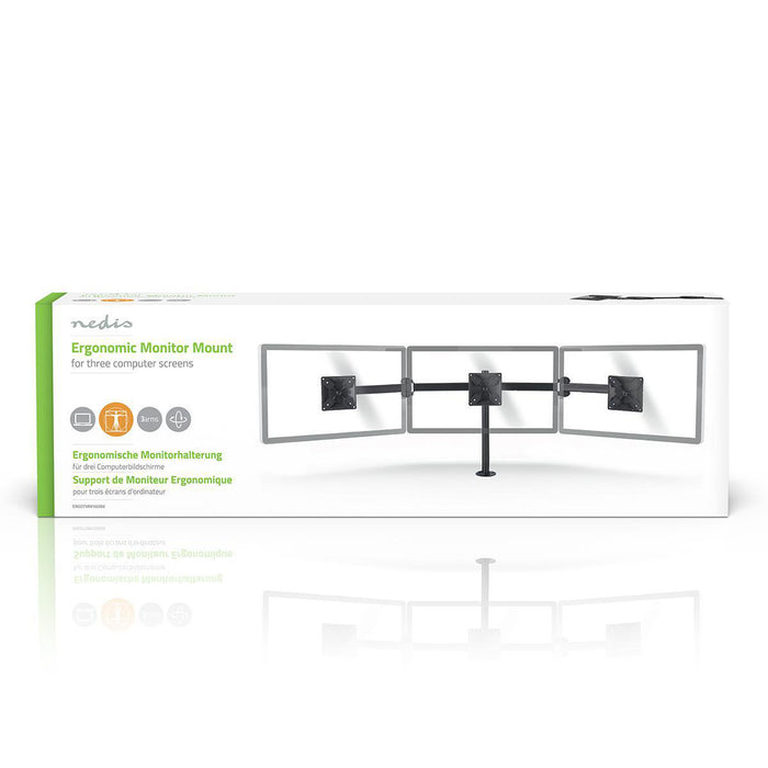 Support de moniteur ergonomique | Trois bras pour moniteur | Pivotant et inclinable | Noir