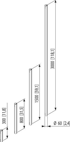 Tube de plafond Vogel's 80 cm argenté
