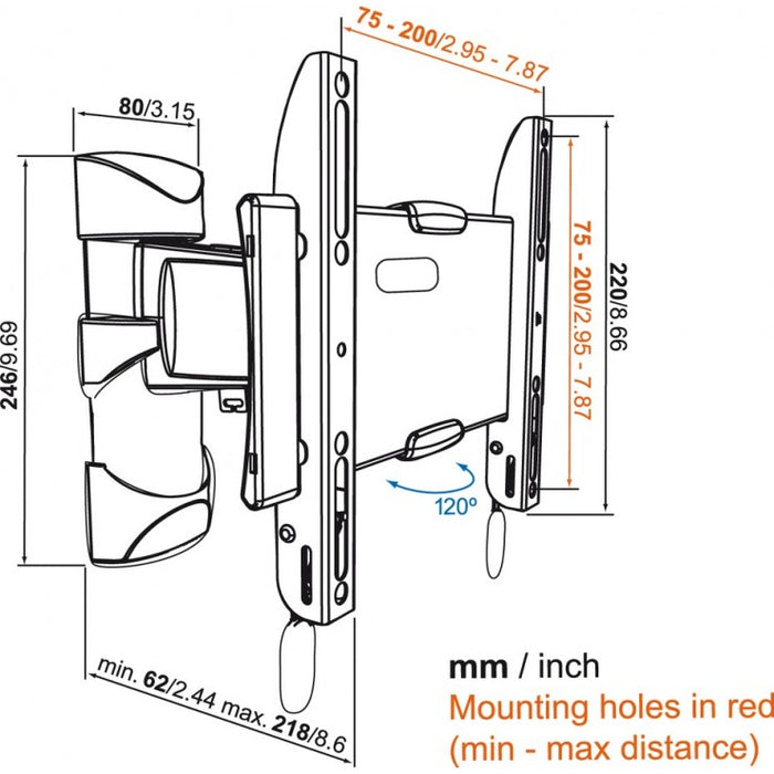 Support TV pivotant Vogel's BASE 25 S pour écrans jusqu'à 37 pouces