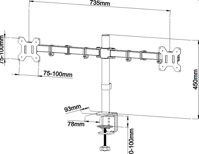 Support de moniteur de bureau 13 à 27 pouces pour deux écrans