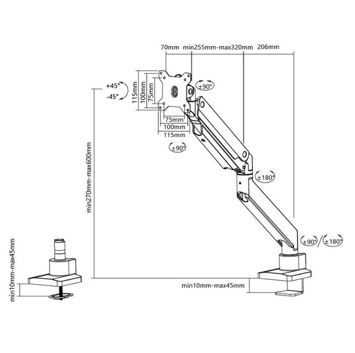 Support de bureau Neomounts pour moniteurs incurvés jusqu'à 49"