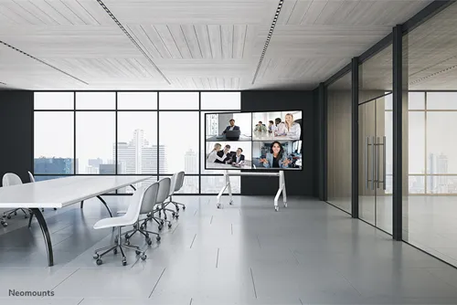 Support de sol mobile Neomounts FL50-575WH1 pour écrans de 65 à 110" - Blanc