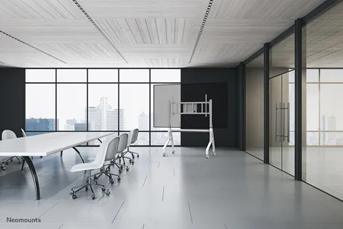 Support de sol mobile Neomounts FL50-575WH1 pour écrans de 65 à 110" - Blanc