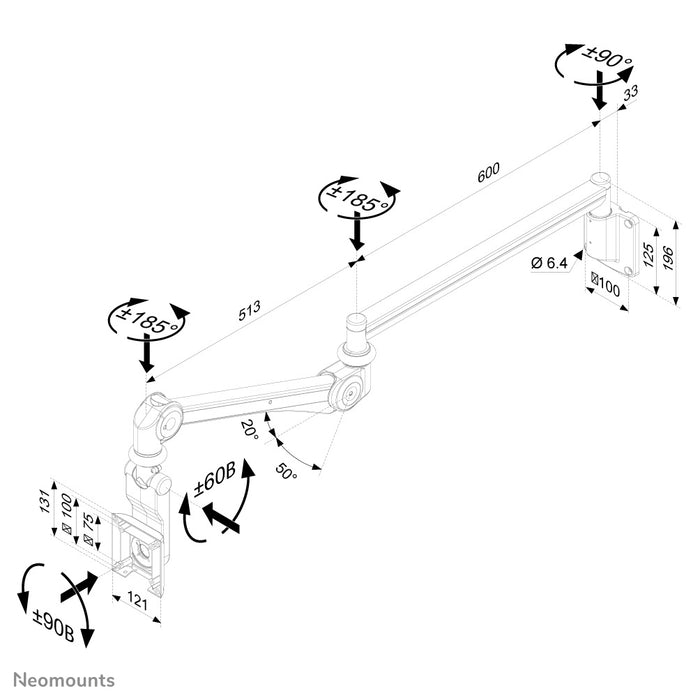 Neomounts FPMA-HAW300 est un support mural pour écran plat médical destiné aux écrans médicaux.