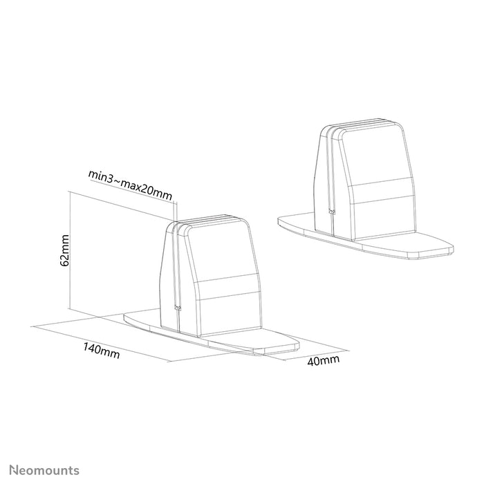 Ensemble de pinces de bureau Neomounts avec pied de table - Blanc