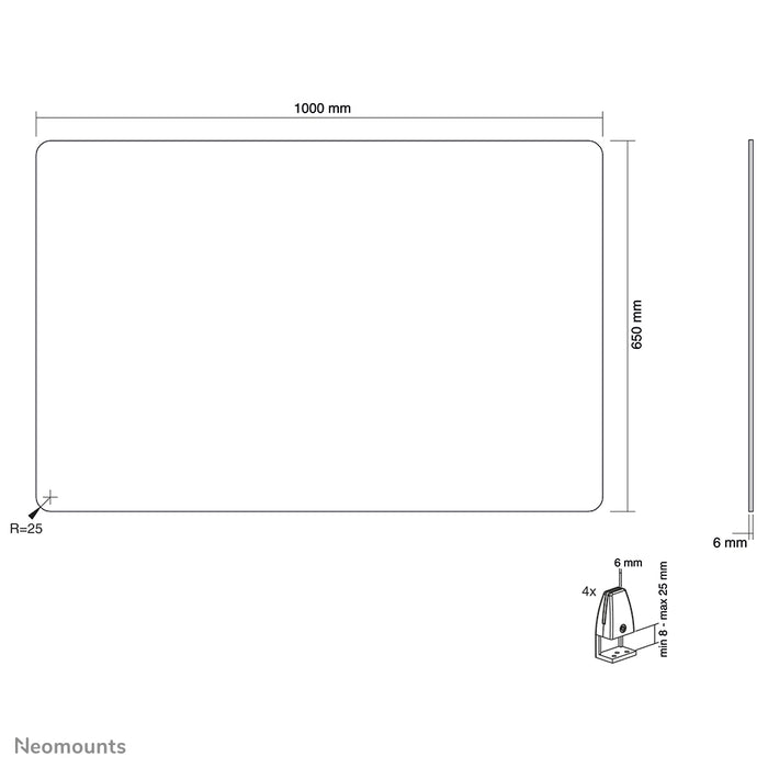 Neomounts NS-GLSPROTECT100 est un écran en verre durable de 100 cm offrant une protection contre la distance sur le lieu de travail - Verre trempé, transparent, 100 % recyclable