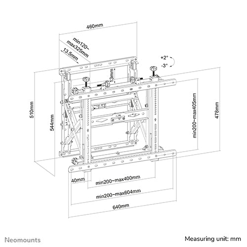 Neomounts WL95-900BL16 support de mur vidéo à pousser pour faire sortir pour écrans de 45-75 pouces - Noir