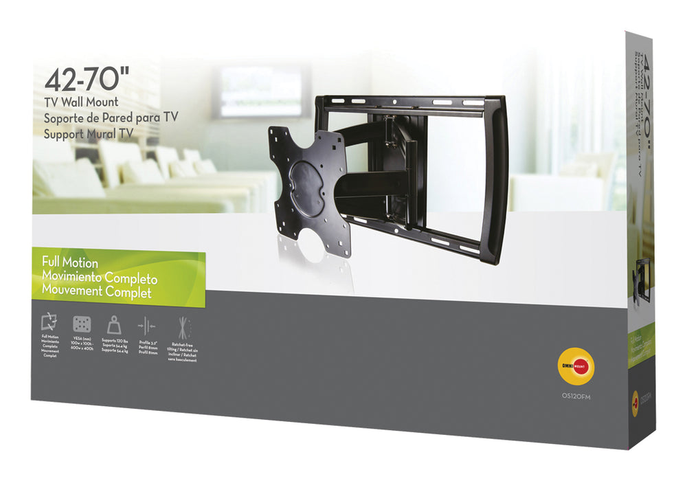 Support mural TV à mouvement complet pour écrans jusqu'à 70"