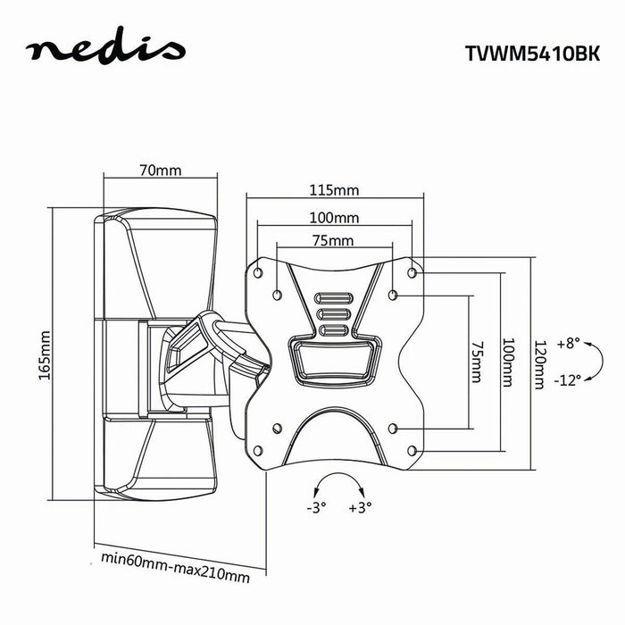 Support mural TV à mouvement complet | 13 - 26" | Max. 30 kg | 2 points de charnière