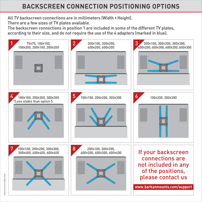 Support TV à mouvement complet Barkan jusqu'à 57 pouces | Universel | VESA 400x400