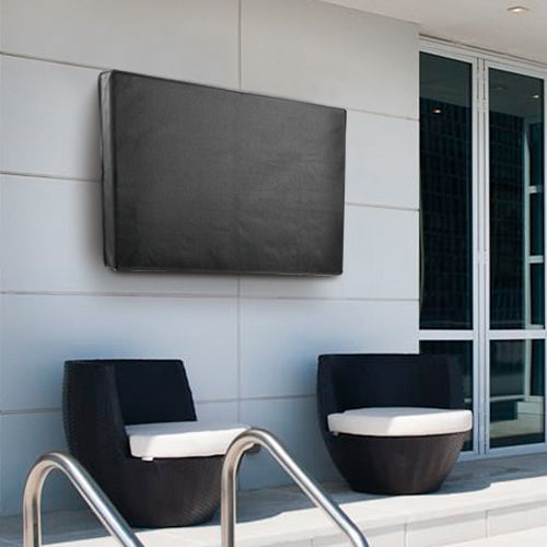 Housse de protection TV pour extérieur | 60" - 65" | Tissu Oxford de qualité supérieure | Compartiment séparé pour télécommande | Noir