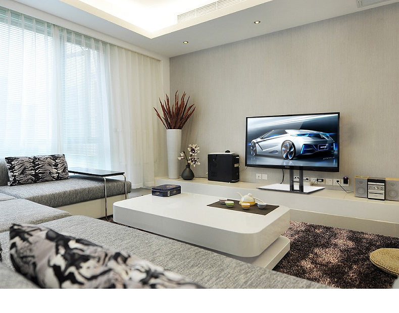 Support TV Wolff Mount verrouillable | Jusqu'à 65 pouces | Universel | VESA 600x400 | Plaque en verre noire lourde