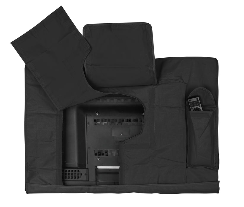 Housse de protection TV pour extérieur | 60" - 65" | Tissu Oxford de qualité supérieure | Compartiment séparé pour télécommande | Noir