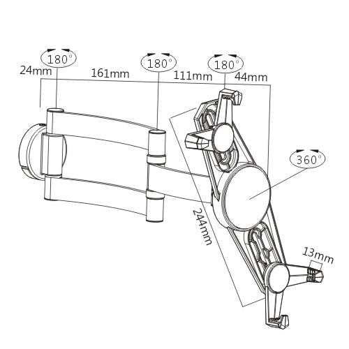 Support TVBeugels TOP Deal 7 : Support universel en aluminium fullmotion mural et de table pour iPad tablette jusqu'à 10,4 pouces