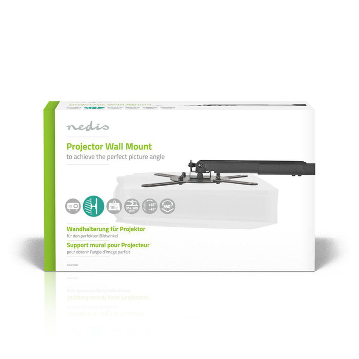 Support mural pour projecteur | Rotation à 360° | Max. 10 kg | Distance au mur 314 - 500 mm | Noir