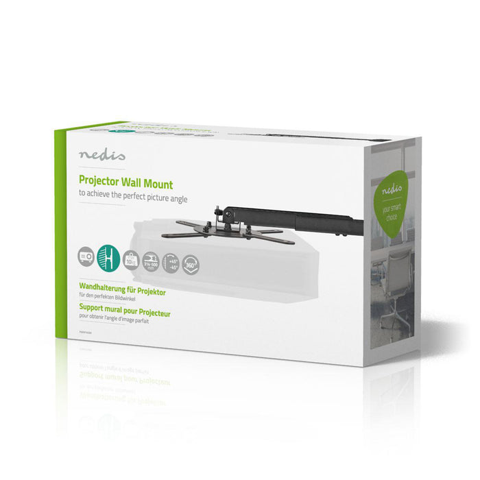 Support mural pour projecteur | Rotation à 360° | Max. 10 kg | Distance au mur 314 - 500 mm | Noir