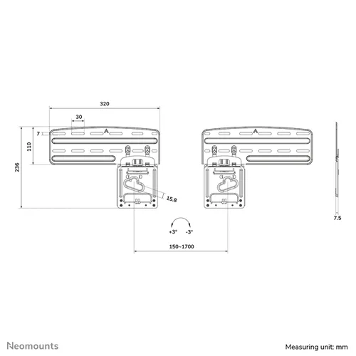 Neomounts WL30-265BL1 Support mural ultra-plat pour téléviseurs Samsung 43-85
