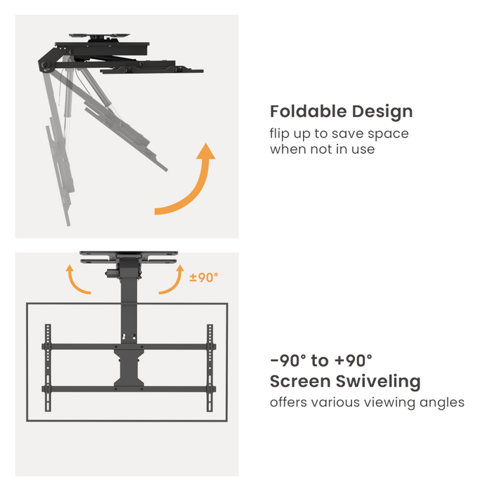 Support de plafond électrique Wolff Mount pour TV jusqu'à 86 pouces | 45 kg | VESA 800x400