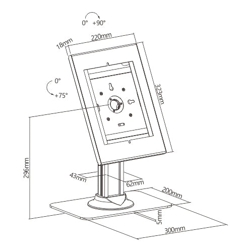 Support de bureau Wolff Mount TVB-138 – Kiosque antivol pour tablettes iPad et Samsung