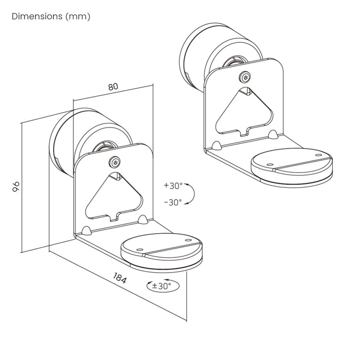 Support mural Wolff pour Sonos Era 100 & Era 300 – Pack duo noir