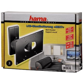 Support mural Hama noir VESA 200x100 pivotant inclinable