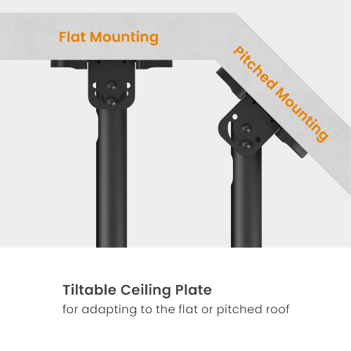 Support Wolff | Support TV plafond universel | Jusqu'à 55 pouces | Pivotant, inclinable et réglable en hauteur | VESA 400x400 | Câble passant par le tube | Convient aux plafonds inclinés