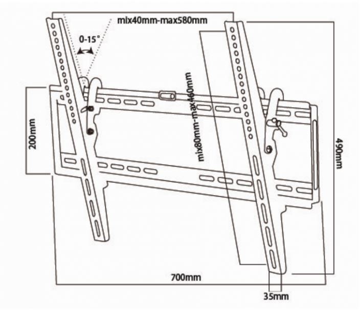 Support mural TV pour écrans jusqu'à 65 pouces