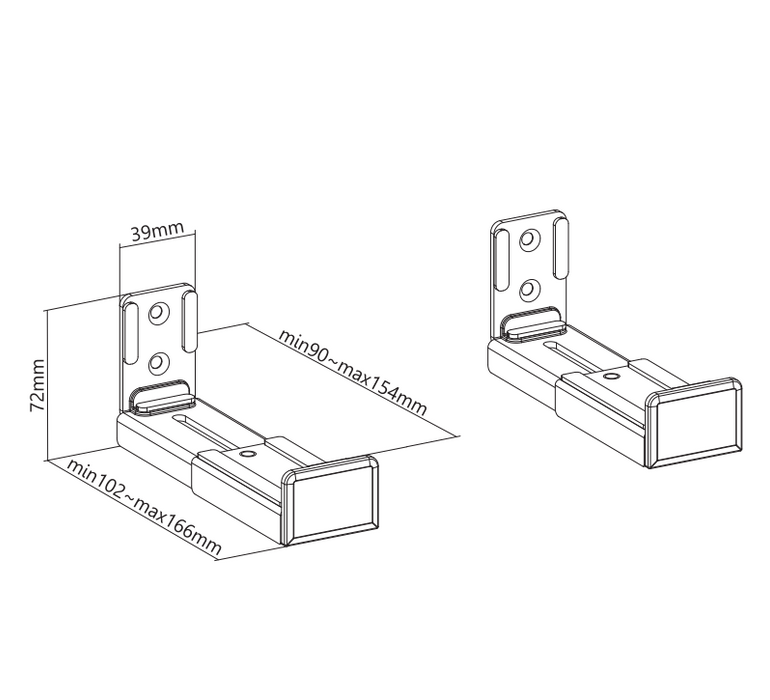 Supports universels Wolff pour barre de son | Montage mural | Réglable